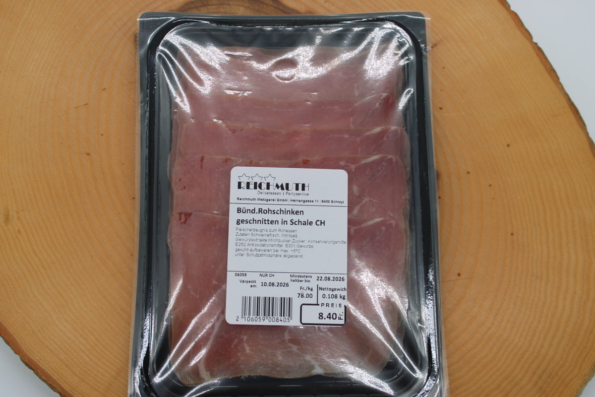 Bündner Rohschinken geschnitten in Schale (ca. 100g)