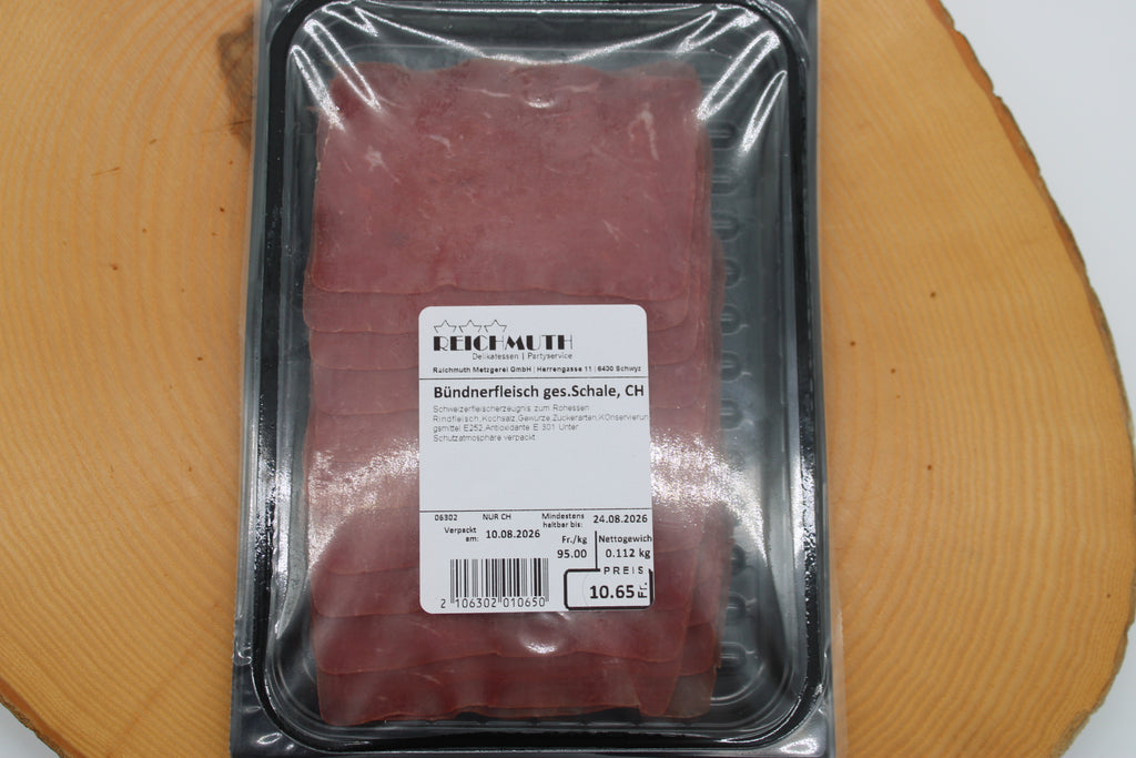 Bündnerfleisch geschnitten in Schale (ca. 100g)